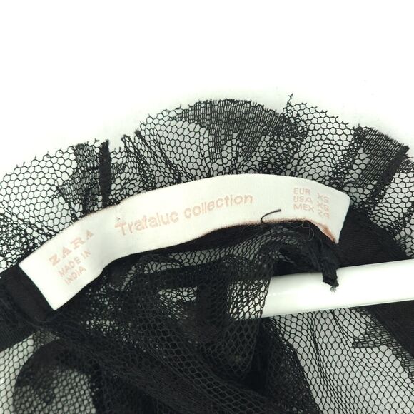 Zara XS Small Black Star Lace Top with Brooch - Picture 7 of 10